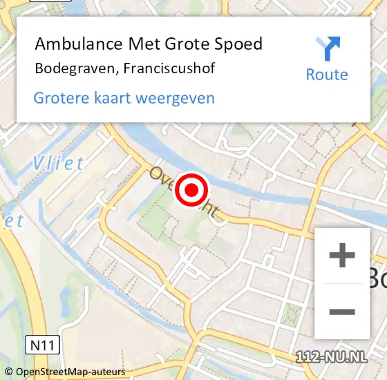 Locatie op kaart van de 112 melding: Ambulance Met Grote Spoed Naar Bodegraven, Franciscushof op 23 januari 2022 11:36