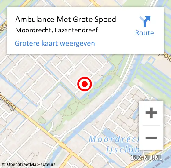 Locatie op kaart van de 112 melding: Ambulance Met Grote Spoed Naar Moordrecht, Fazantendreef op 23 januari 2022 11:39