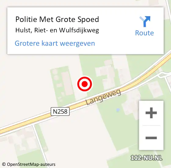 Locatie op kaart van de 112 melding: Politie Met Grote Spoed Naar Hulst, Riet- en Wulfsdijkweg op 23 januari 2022 11:47