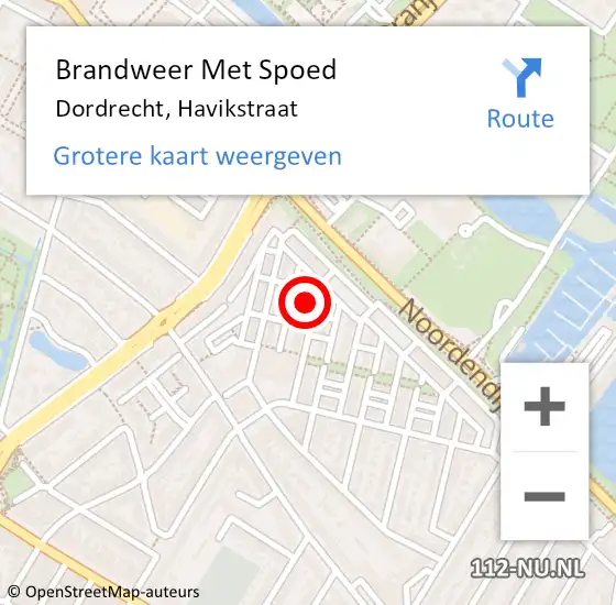 Locatie op kaart van de 112 melding: Brandweer Met Spoed Naar Dordrecht, Havikstraat op 23 januari 2022 11:48