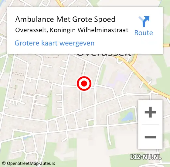 Locatie op kaart van de 112 melding: Ambulance Met Grote Spoed Naar Overasselt, Koningin Wilhelminastraat op 23 januari 2022 11:49