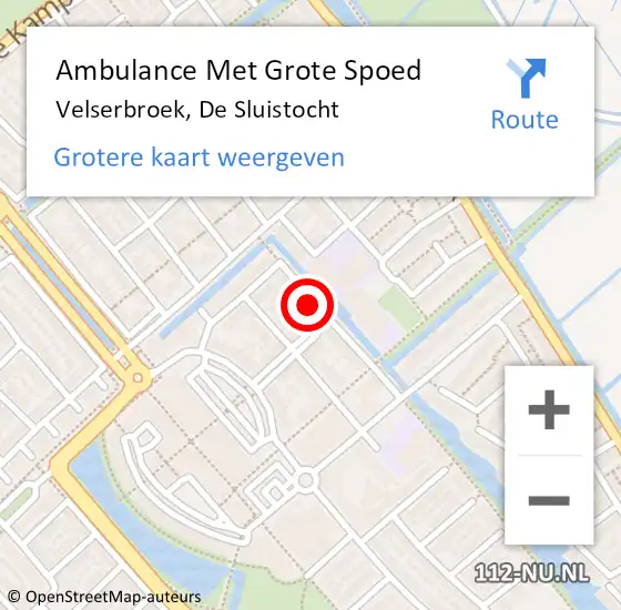 Locatie op kaart van de 112 melding: Ambulance Met Grote Spoed Naar Velserbroek, De Sluistocht op 23 januari 2022 12:01