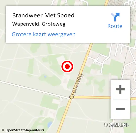 Locatie op kaart van de 112 melding: Brandweer Met Spoed Naar Wapenveld, Groteweg op 23 januari 2022 12:03