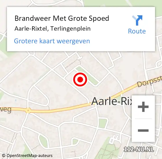 Locatie op kaart van de 112 melding: Brandweer Met Grote Spoed Naar Aarle-Rixtel, Terlingenplein op 23 januari 2022 12:13