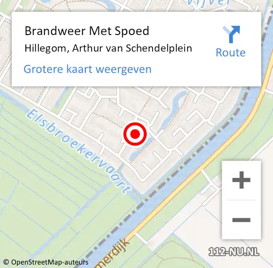 Locatie op kaart van de 112 melding: Brandweer Met Spoed Naar Hillegom, Arthur van Schendelplein op 23 januari 2022 12:44