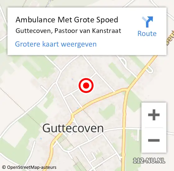 Locatie op kaart van de 112 melding: Ambulance Met Grote Spoed Naar Guttecoven, Pastoor van Kanstraat op 6 juli 2014 03:21