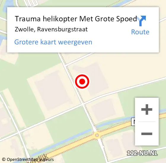 Locatie op kaart van de 112 melding: Trauma helikopter Met Grote Spoed Naar Zwolle, Ravensburgstraat op 23 januari 2022 12:59