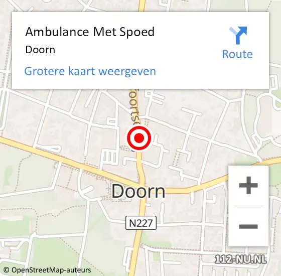 Locatie op kaart van de 112 melding: Ambulance Met Spoed Naar Doorn op 23 januari 2022 13:19