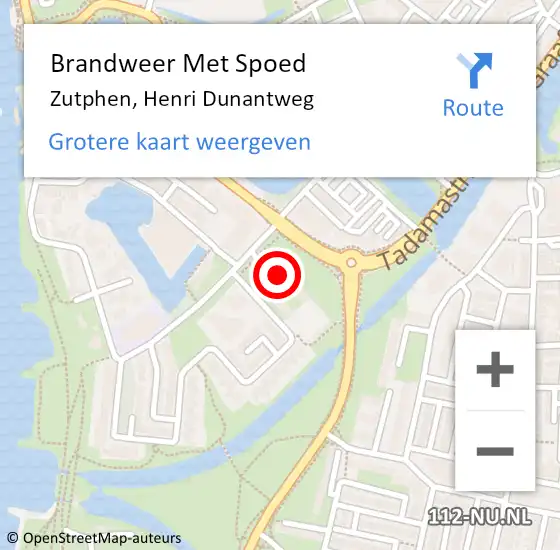 Locatie op kaart van de 112 melding: Brandweer Met Spoed Naar Zutphen, Henri Dunantweg op 7 oktober 2013 13:05