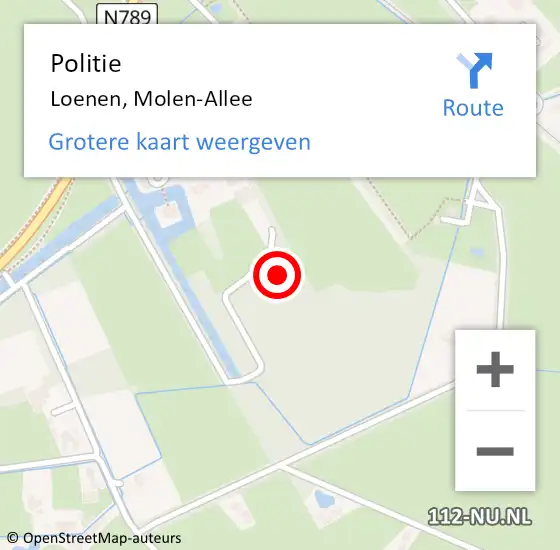 Locatie op kaart van de 112 melding: Politie Loenen, Molen-Allee op 23 januari 2022 13:37