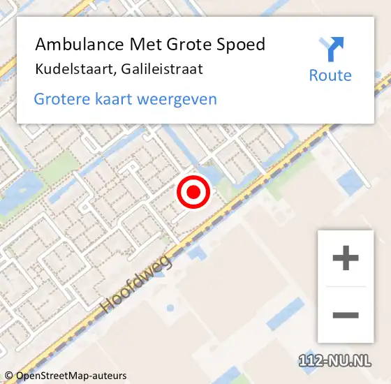 Locatie op kaart van de 112 melding: Ambulance Met Grote Spoed Naar Kudelstaart, Galileistraat op 23 januari 2022 13:42