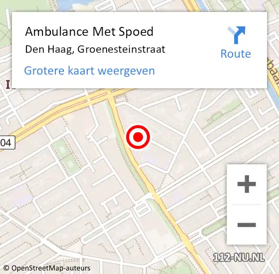 Locatie op kaart van de 112 melding: Ambulance Met Spoed Naar Den Haag, Groenesteinstraat op 23 januari 2022 13:47