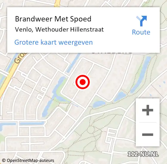 Locatie op kaart van de 112 melding: Brandweer Met Spoed Naar Venlo, Wethouder Hillenstraat op 23 januari 2022 13:52