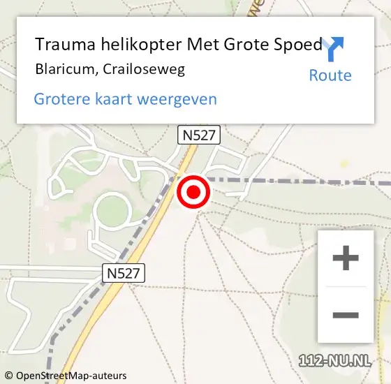 Locatie op kaart van de 112 melding: Trauma helikopter Met Grote Spoed Naar Blaricum, Crailoseweg op 23 januari 2022 14:00