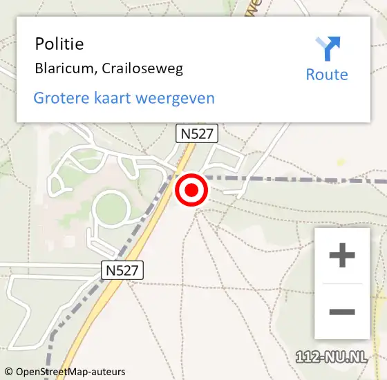 Locatie op kaart van de 112 melding: Politie Blaricum, Crailoseweg op 23 januari 2022 14:05