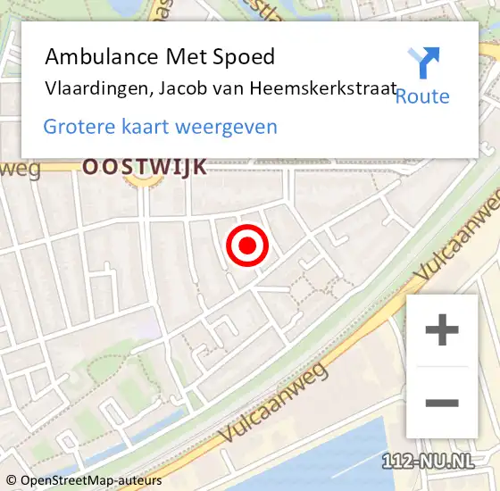 Locatie op kaart van de 112 melding: Ambulance Met Spoed Naar Vlaardingen, Jacob van Heemskerkstraat op 23 januari 2022 14:28