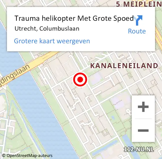 Locatie op kaart van de 112 melding: Trauma helikopter Met Grote Spoed Naar Utrecht, Columbuslaan op 23 januari 2022 14:33