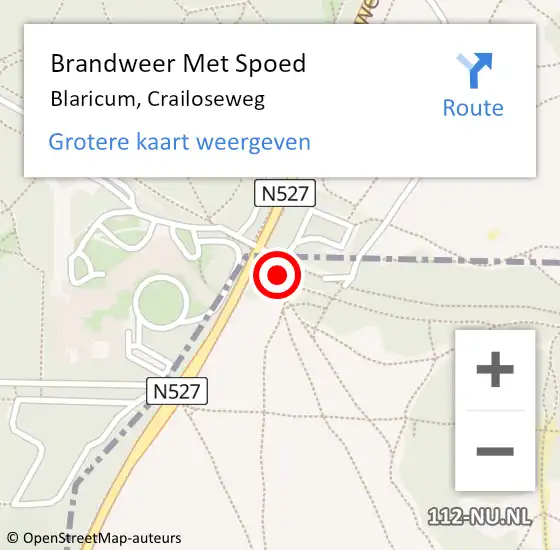 Locatie op kaart van de 112 melding: Brandweer Met Spoed Naar Blaricum, Crailoseweg op 23 januari 2022 14:55