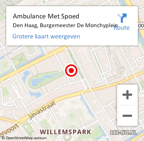 Locatie op kaart van de 112 melding: Ambulance Met Spoed Naar Den Haag, Burgemeester De Monchyplein op 23 januari 2022 15:25