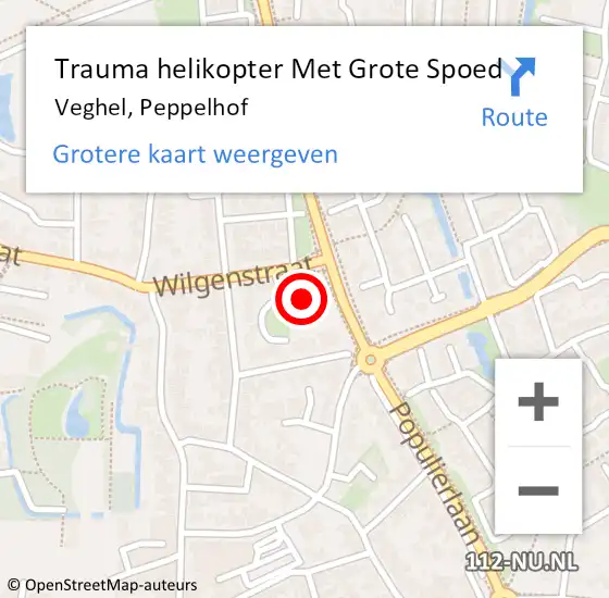 Locatie op kaart van de 112 melding: Trauma helikopter Met Grote Spoed Naar Veghel, Peppelhof op 23 januari 2022 15:45