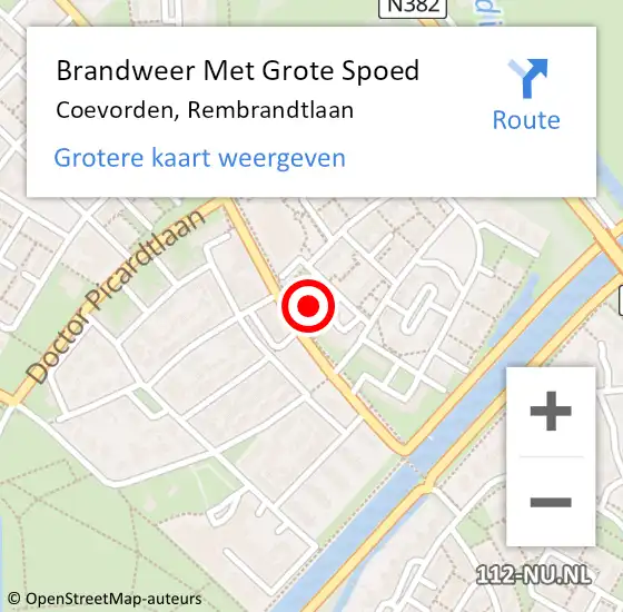 Locatie op kaart van de 112 melding: Brandweer Met Grote Spoed Naar Coevorden, Rembrandtlaan op 23 januari 2022 15:53