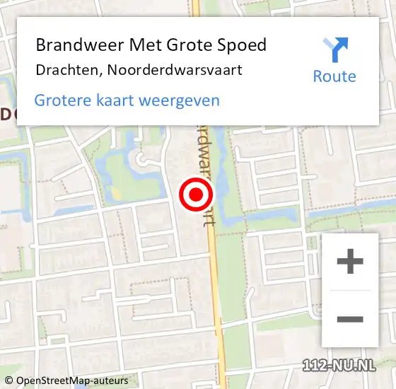 Locatie op kaart van de 112 melding: Brandweer Met Grote Spoed Naar Drachten, Noorderdwarsvaart op 23 januari 2022 15:54