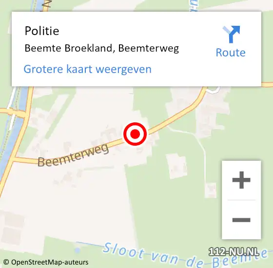 Locatie op kaart van de 112 melding: Politie Beemte Broekland, Beemterweg op 23 januari 2022 15:58