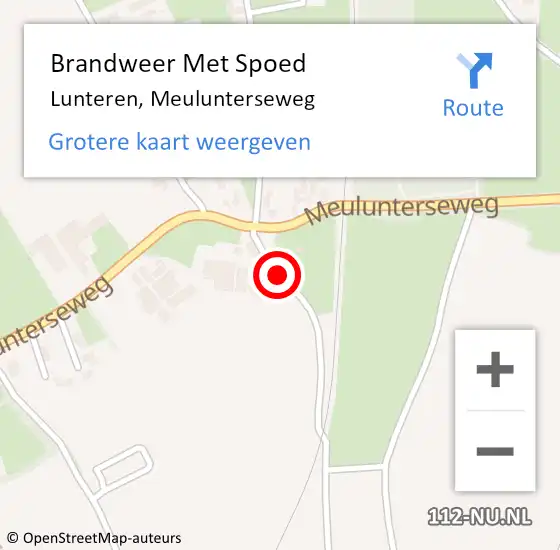 Locatie op kaart van de 112 melding: Brandweer Met Spoed Naar Lunteren, Meulunterseweg op 23 januari 2022 16:12