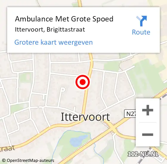 Locatie op kaart van de 112 melding: Ambulance Met Grote Spoed Naar Ittervoort, Brigittastraat op 23 januari 2022 16:21