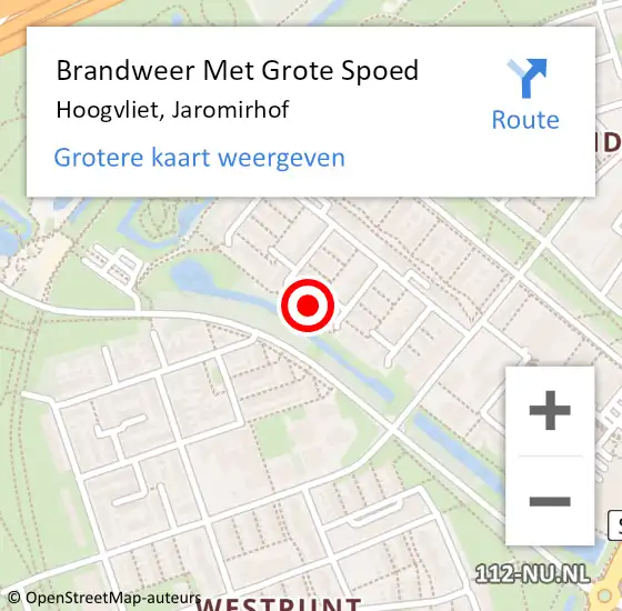 Locatie op kaart van de 112 melding: Brandweer Met Grote Spoed Naar Hoogvliet, Jaromirhof op 23 januari 2022 16:27