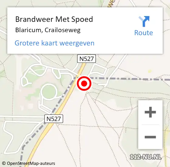 Locatie op kaart van de 112 melding: Brandweer Met Spoed Naar Blaricum, Crailoseweg op 23 januari 2022 16:43