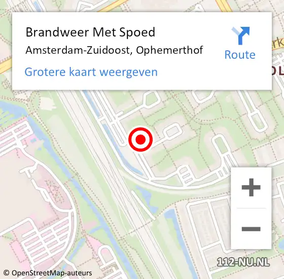 Locatie op kaart van de 112 melding: Brandweer Met Spoed Naar Amsterdam-Zuidoost, Ophemerthof op 23 januari 2022 16:48