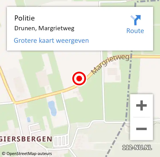 Locatie op kaart van de 112 melding: Politie Drunen, Margrietweg op 23 januari 2022 16:59