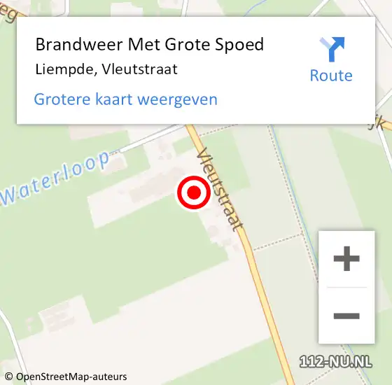 Locatie op kaart van de 112 melding: Brandweer Met Grote Spoed Naar Liempde, Vleutstraat op 23 januari 2022 17:13