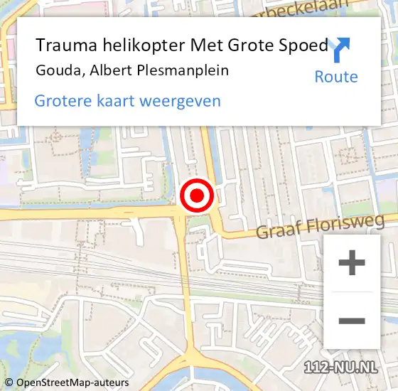 Locatie op kaart van de 112 melding: Trauma helikopter Met Grote Spoed Naar Gouda, Albert Plesmanplein op 23 januari 2022 17:23