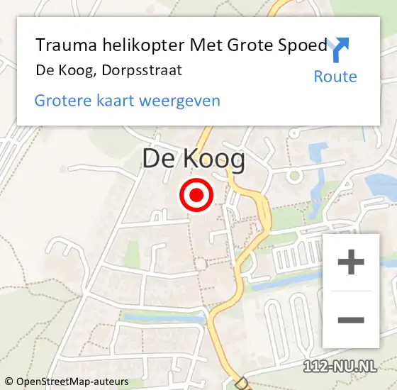 Locatie op kaart van de 112 melding: Trauma helikopter Met Grote Spoed Naar De Koog, Dorpsstraat op 23 januari 2022 17:28