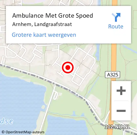 Locatie op kaart van de 112 melding: Ambulance Met Grote Spoed Naar Arnhem, Landgraafstraat op 23 januari 2022 17:42