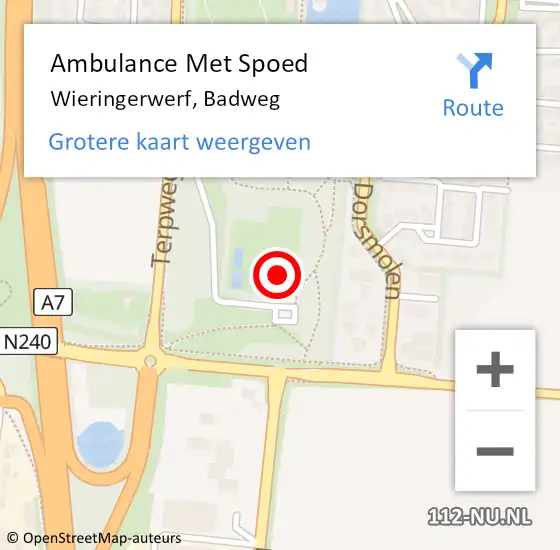 Locatie op kaart van de 112 melding: Ambulance Met Spoed Naar Wieringerwerf, Badweg op 23 januari 2022 17:46