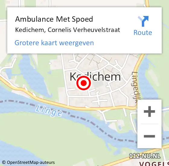 Locatie op kaart van de 112 melding: Ambulance Met Spoed Naar Kedichem, Cornelis Verheuvelstraat op 23 januari 2022 18:08