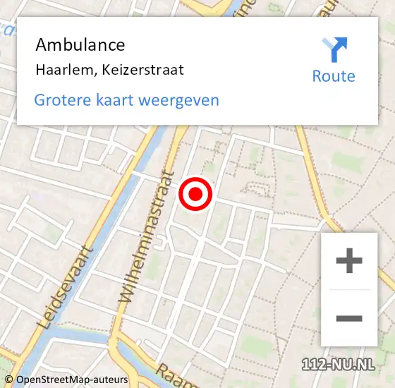 Locatie op kaart van de 112 melding: Ambulance Haarlem, Keizerstraat op 23 januari 2022 18:15