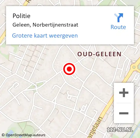 Locatie op kaart van de 112 melding: Politie Geleen, Norbertijnenstraat op 23 januari 2022 18:41