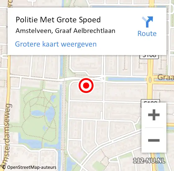 Locatie op kaart van de 112 melding: Politie Met Grote Spoed Naar Amstelveen, Graaf Aelbrechtlaan op 23 januari 2022 18:48