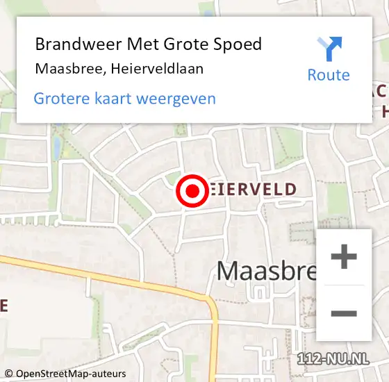 Locatie op kaart van de 112 melding: Brandweer Met Grote Spoed Naar Maasbree, Heierveldlaan op 23 januari 2022 19:20