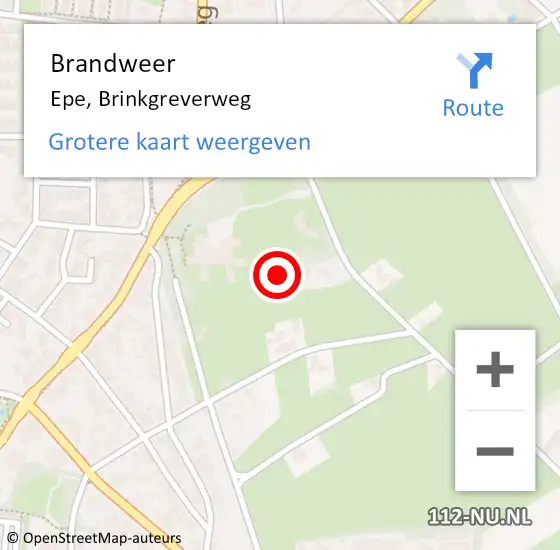 Locatie op kaart van de 112 melding: Brandweer Epe, Brinkgreverweg op 23 januari 2022 19:31