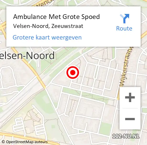 Locatie op kaart van de 112 melding: Ambulance Met Grote Spoed Naar Velsen-Noord, Zeeuwstraat op 23 januari 2022 19:39