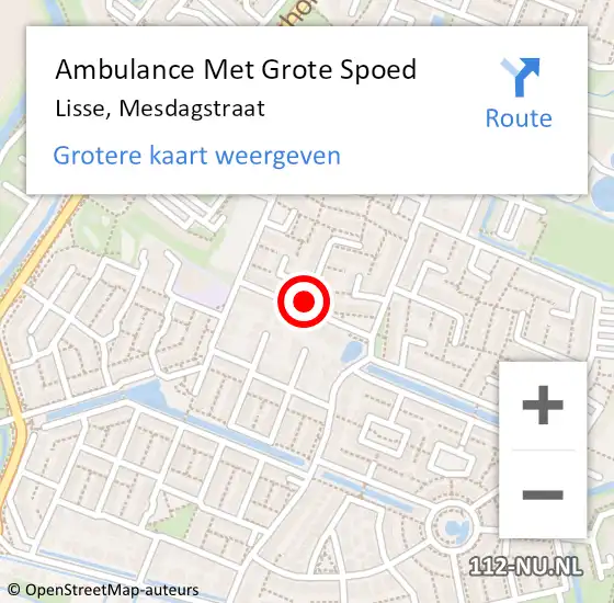 Locatie op kaart van de 112 melding: Ambulance Met Grote Spoed Naar Lisse, Mesdagstraat op 23 januari 2022 19:43