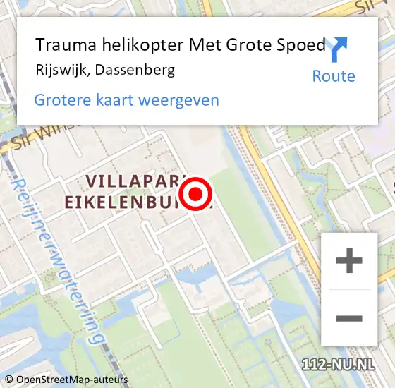 Locatie op kaart van de 112 melding: Trauma helikopter Met Grote Spoed Naar Rijswijk, Dassenberg op 23 januari 2022 19:45
