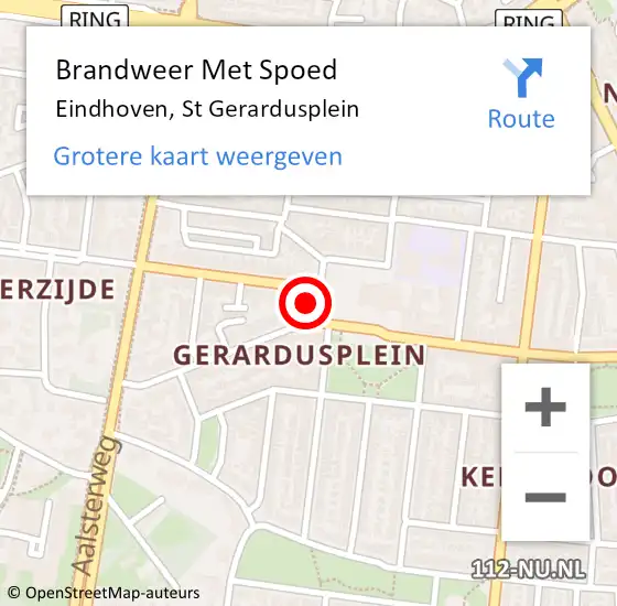 Locatie op kaart van de 112 melding: Brandweer Met Spoed Naar Eindhoven, St Gerardusplein op 23 januari 2022 19:47