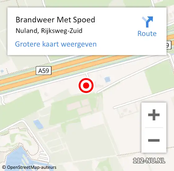 Locatie op kaart van de 112 melding: Brandweer Met Spoed Naar Nuland, Rijksweg-Zuid op 23 januari 2022 19:56