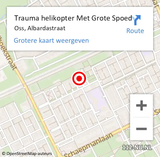 Locatie op kaart van de 112 melding: Trauma helikopter Met Grote Spoed Naar Oss, Albardastraat op 23 januari 2022 20:16